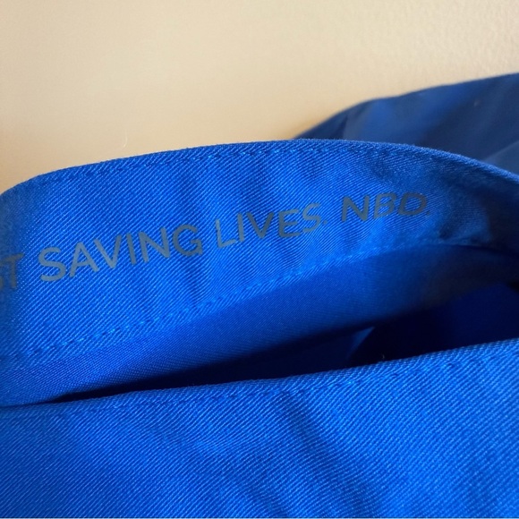 Figs Rafaela Oversized Scrub Top with Blue Mandarin Collar Cap Sleeve Blouse - Picture 10 of 11